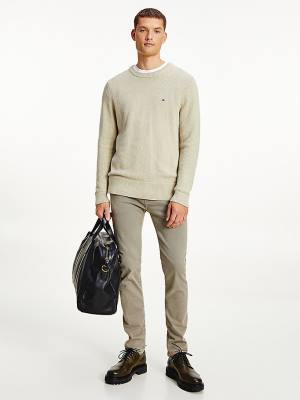 Swetry Tommy Hilfiger Textured Relaxed Fit Jumper Męskie Khaki | TH471EPN