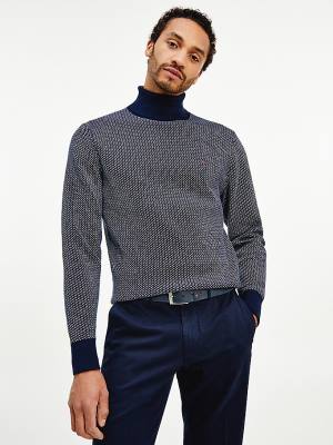 Swetry Tommy Hilfiger Textured Roll Neck Jumper Męskie Niebieskie | TH769HSA