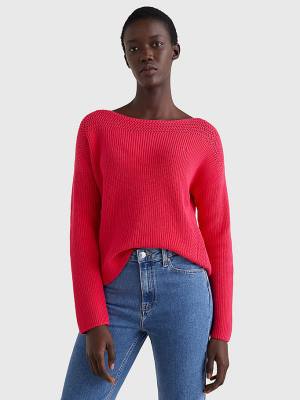 Swetry Tommy Hilfiger Łódź Neck Relaxed Fit Jumper Damskie Różowe | TH059ZLB