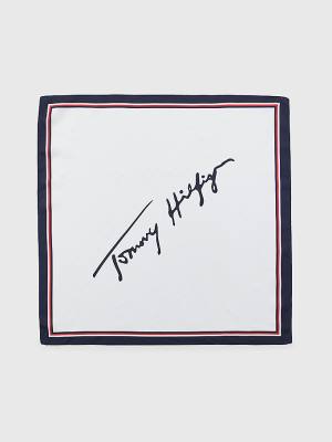 Szaliki Tommy Hilfiger Iconic Silk Bandana Damskie Białe | TH930GAR