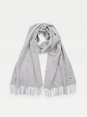 Szaliki Tommy Hilfiger Lux Cashmere Wool Herringbone Damskie Szare | TH561FXC