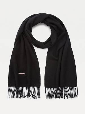 Szaliki Tommy Hilfiger Pure Cashmere Signature Plaque Męskie Czarne | TH408FTR