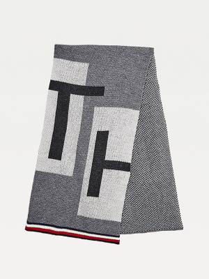 Szaliki Tommy Hilfiger Woven Logo Signature Trim Męskie Szare | TH823LWG