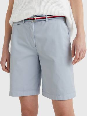 Szorty Tommy Hilfiger Mid Rise Chino Damskie Niebieskie | TH047RSD