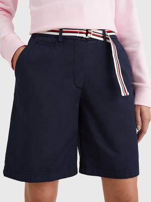 Szorty Tommy Hilfiger Mid Rise Chino Damskie Niebieskie | TH328XOB