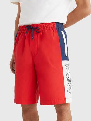 Szorty Tommy Hilfiger Relaxed Fit Basketball Męskie Czerwone | TH415QZU