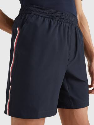 Szorty Tommy Hilfiger Sportowe Performance Tape Treningowe Męskie Niebieskie | TH907LBI