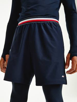 Szorty Tommy Hilfiger Sportowe Signature Tape Recycled Męskie Niebieskie | TH695KAI