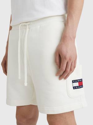 Szorty Tommy Hilfiger Tommy Badge Relaxed Cargo Męskie Białe | TH398OVW