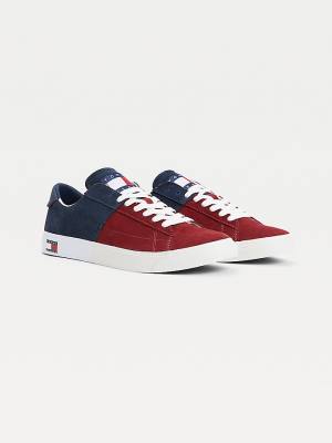 Trampki Tommy Hilfiger Colour-Blocked Zamszowe Low-Top Męskie Niebieskie | TH435MGU