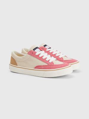 Trampki Tommy Hilfiger Colour-Blocked Zamszowe Low Top Damskie Beżowe | TH950DBQ