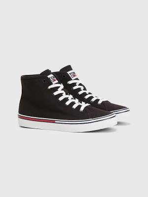 Trampki Tommy Hilfiger Essential High-Top Płócienne Damskie Czarne | TH537MQR