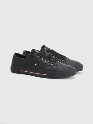 Trampki Tommy Hilfiger Essential Signature Skórzane Męskie Czarne | TH357YIX