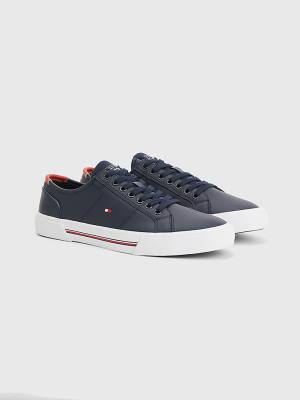 Trampki Tommy Hilfiger Essential Signature Skórzane Męskie Niebieskie | TH691BLY