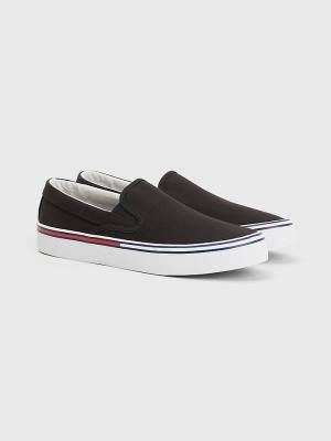 Trampki Tommy Hilfiger Essential Signature Slip-On Męskie Czarne | TH832KCX