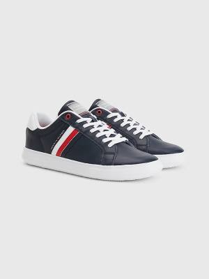 Trampki Tommy Hilfiger Essential Skórzane Cupsole Męskie Niebieskie | TH294NIS