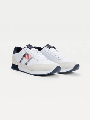 Trampki Tommy Hilfiger Essential Skórzane Flag Runner Męskie Białe | TH591CGQ