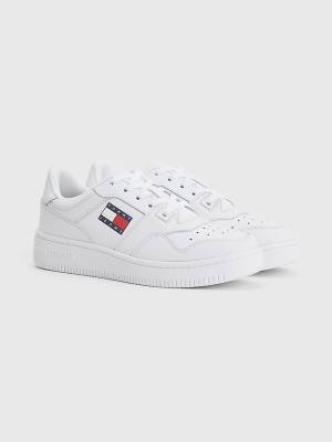 Trampki Tommy Hilfiger Essential Skórzane Basket Damskie Białe | TH764IPJ