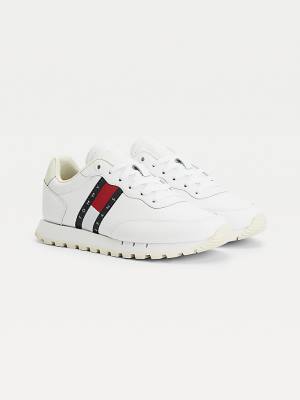 Trampki Tommy Hilfiger Flag Skórzane Damskie Białe | TH095URO