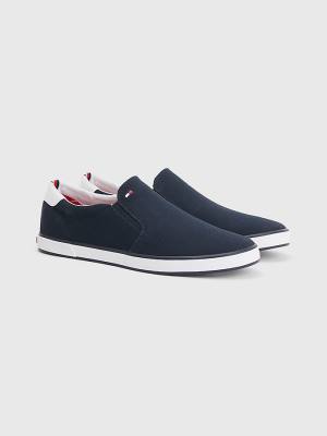 Trampki Tommy Hilfiger Iconic Slip-On Płócienne Męskie Niebieskie | TH207RFB