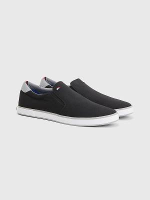 Trampki Tommy Hilfiger Iconic Slip-On Płócienne Męskie Czarne | TH564TEA