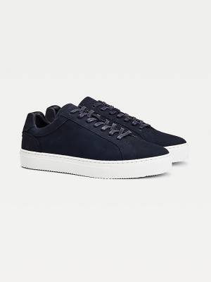 Trampki Tommy Hilfiger Premium Nubuck Skórzane Cupsole Męskie Niebieskie | TH397TSB