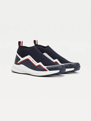 Trampki Tommy Hilfiger Pull-On Low-Top Sock Chłopięce Niebieskie | TH723OBK