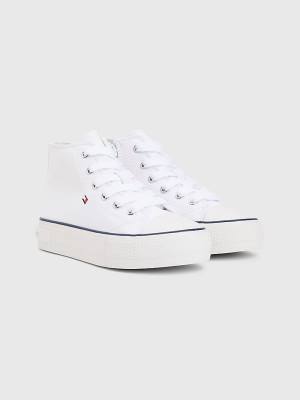 Trampki Tommy Hilfiger Płócienne Chunky High-Top Dziewczynka Białe | TH605JFU