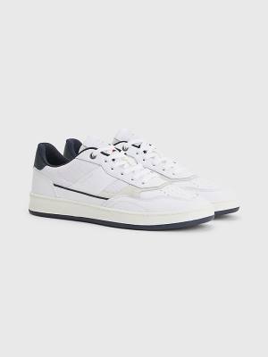 Trampki Tommy Hilfiger Retro Court Cupsole Mixed Męskie Białe | TH780EZJ