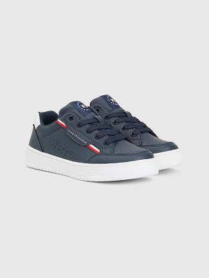 Trampki Tommy Hilfiger Signature Tape Koronkowe-Up Chłopięce Niebieskie | TH273WFR