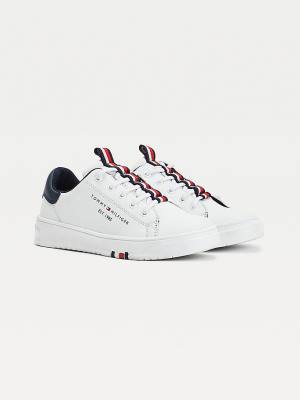 Trampki Tommy Hilfiger Stripe Webbing Low-Top Chłopięce Białe | TH418EUP