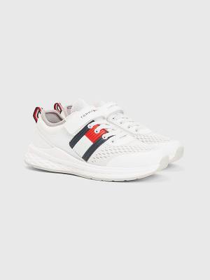 Trampki Tommy Hilfiger Textured Flag Mesh Panel Chłopięce Białe | TH762BEJ