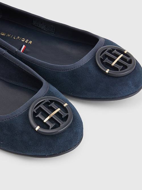 Baleriny Tommy Hilfiger Essential Zamszowe Damskie Niebieskie | TH801LIM