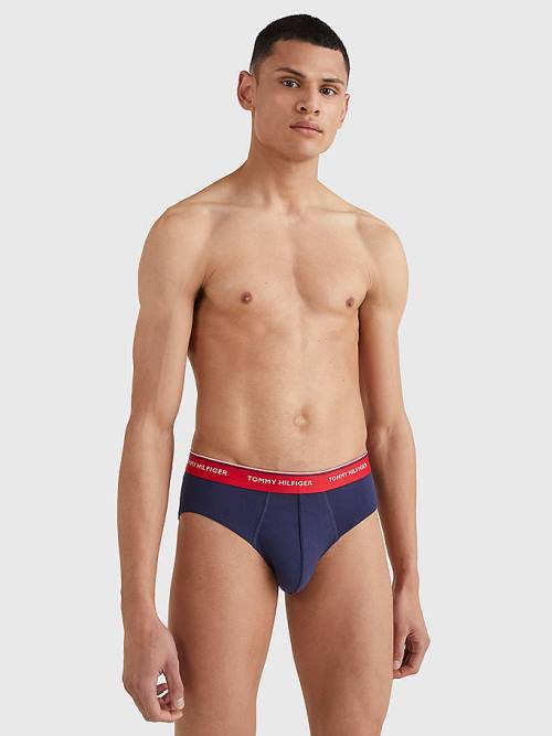 Bielizny Tommy Hilfiger 3-Pack Bawełniane Briefs Męskie Niebieskie | TH704ONC