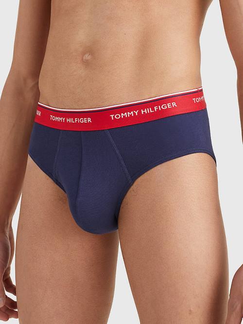 Bielizny Tommy Hilfiger 3-Pack Bawełniane Briefs Męskie Niebieskie | TH704ONC