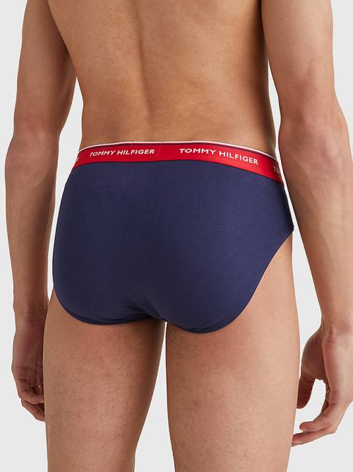 Bielizny Tommy Hilfiger 3-Pack Bawełniane Briefs Męskie Niebieskie | TH704ONC