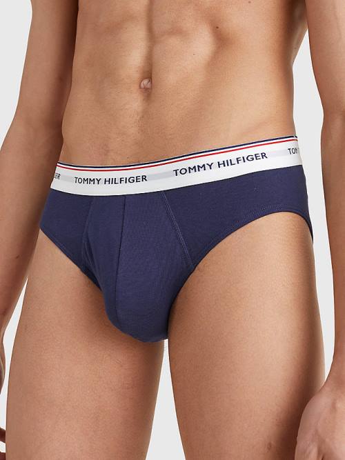 Bielizny Tommy Hilfiger 3-Pack Bawełniane Briefs Męskie Niebieskie | TH704ONC