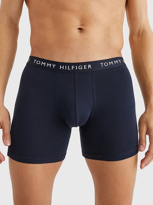 Bielizny Tommy Hilfiger 3-Pack Logo Waistband Bokser Briefs Męskie Brązowe | TH381WIT