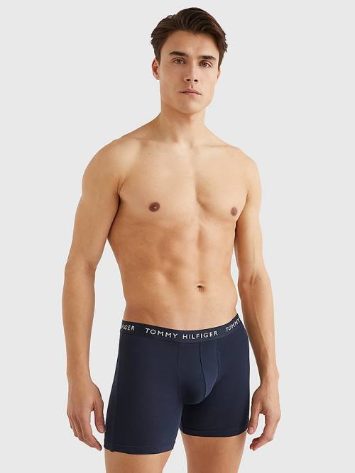 Bielizny Tommy Hilfiger 3-Pack Logo Waistband Bokser Briefs Męskie Brązowe | TH381WIT