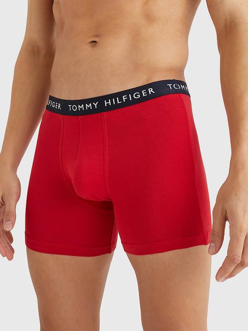 Bielizny Tommy Hilfiger 3-Pack Logo Waistband Bokser Briefs Męskie Brązowe | TH381WIT