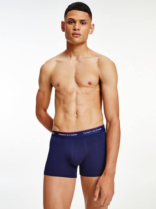 Bielizny Tommy Hilfiger 3-Pack Premium Logo Waistband Trunks Męskie Niebieskie | TH096IKO