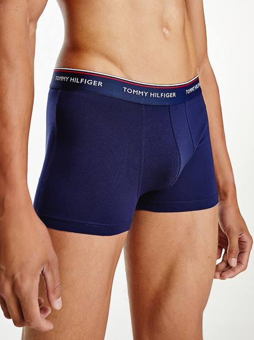 Bielizny Tommy Hilfiger 3-Pack Premium Logo Waistband Trunks Męskie Niebieskie | TH096IKO