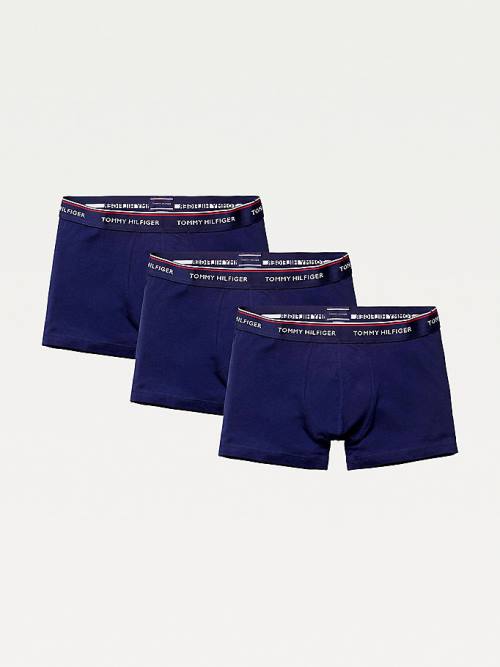 Bielizny Tommy Hilfiger 3-Pack Premium Logo Waistband Trunks Męskie Niebieskie | TH096IKO