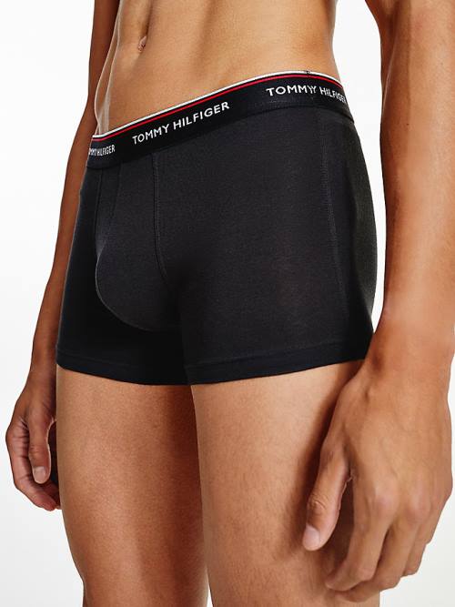 Bielizny Tommy Hilfiger 3-Pack Premium Logo Waistband Trunks Męskie Czarne | TH187LBT