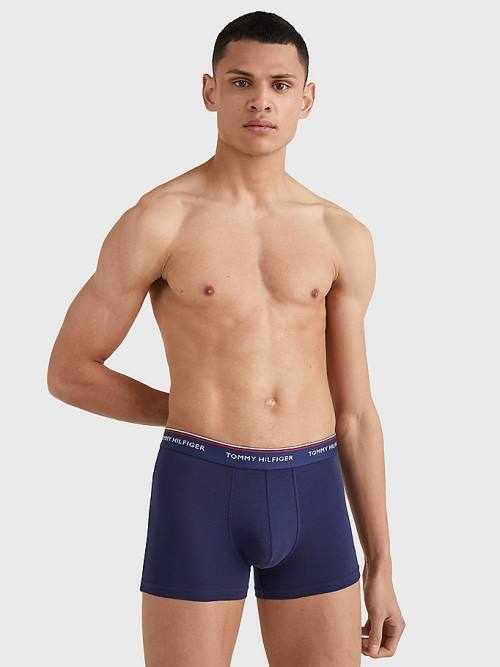 Bielizny Tommy Hilfiger 3-Pack Premium Logo Waistband Trunks Męskie Niebieskie | TH614YOJ