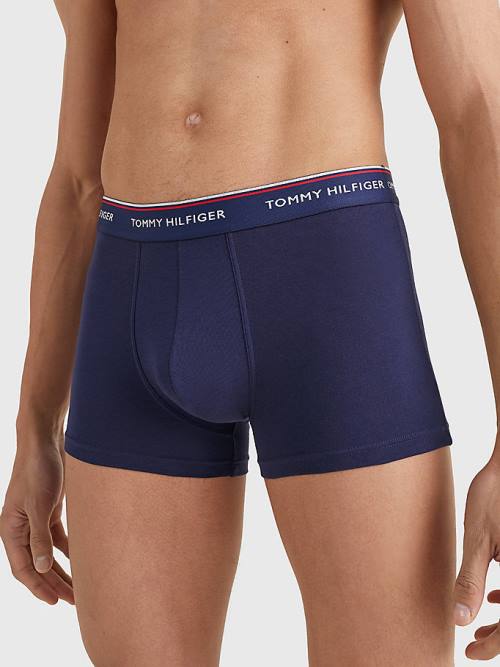 Bielizny Tommy Hilfiger 3-Pack Premium Logo Waistband Trunks Męskie Niebieskie | TH614YOJ