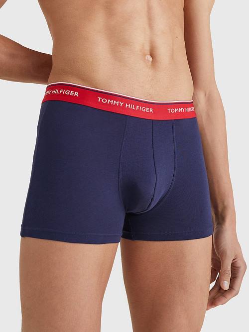 Bielizny Tommy Hilfiger 3-Pack Premium Logo Waistband Trunks Męskie Niebieskie | TH614YOJ