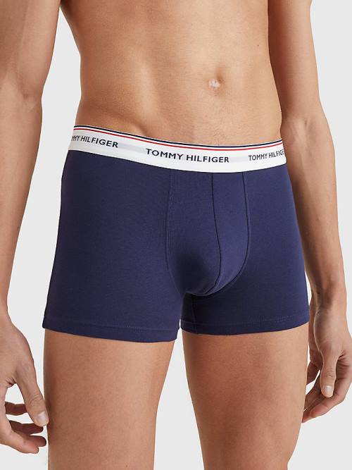 Bielizny Tommy Hilfiger 3-Pack Premium Logo Waistband Trunks Męskie Niebieskie | TH614YOJ