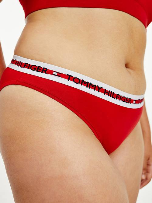 Bielizny Tommy Hilfiger Curve Repeat Logo Stretch Organic Bawełniane Briefs Damskie Czerwone | TH934CQL