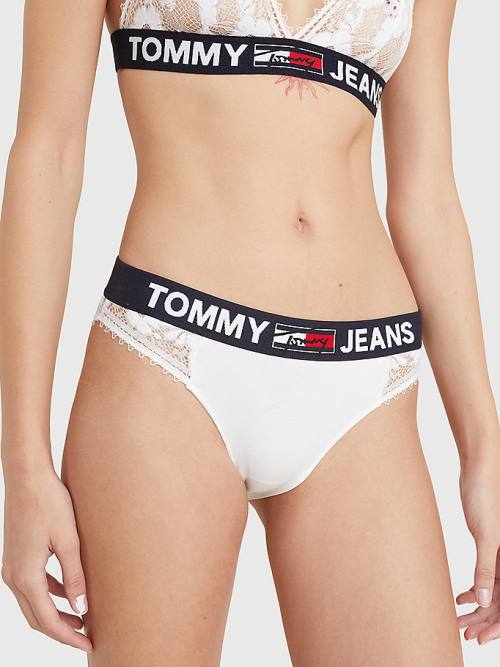 Bielizny Tommy Hilfiger Koronkowe Briefs Damskie Białe | TH134SLY